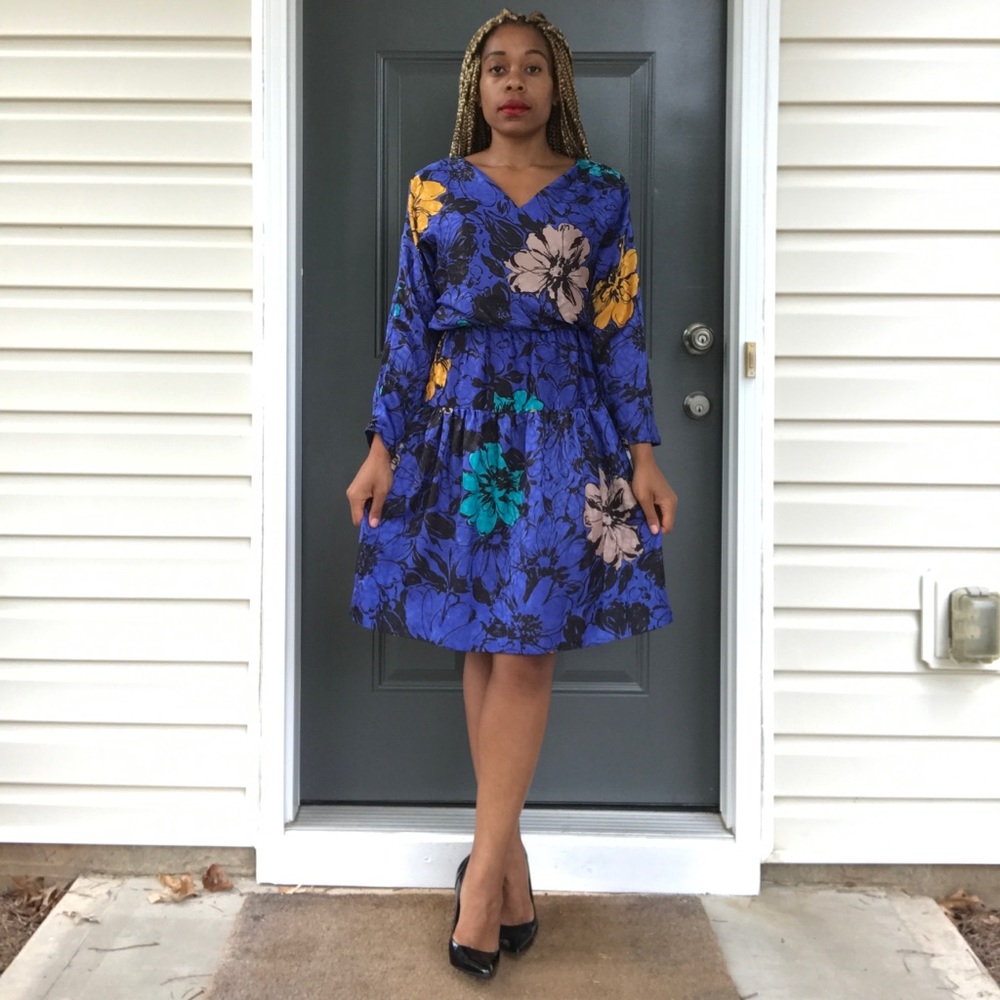 Vintage Floral Midi Drop Dress